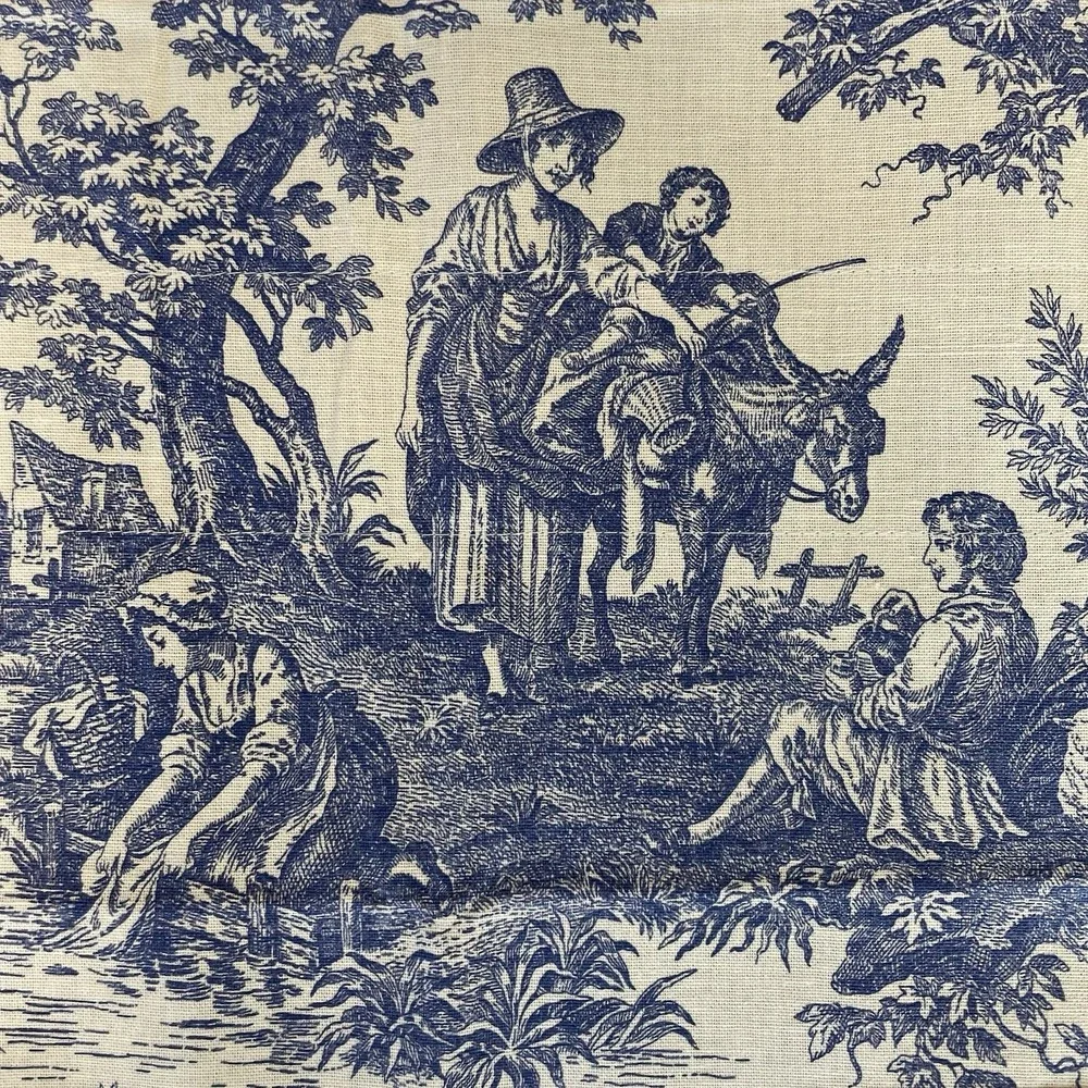 Waverly Charmed Life Fairfield Valance Blue Ivory Toile Gingham‎ 76x17 USA